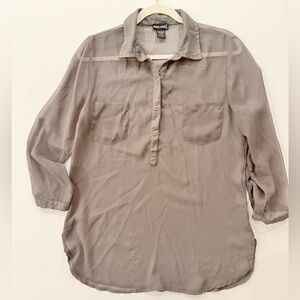 Y2k Wet Seal sheer gray blouse boho style woman